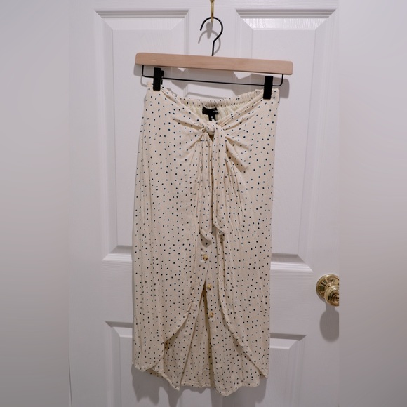 AQUA Tie-Front Polka Dot Midi Skirt - Picture 2 of 4